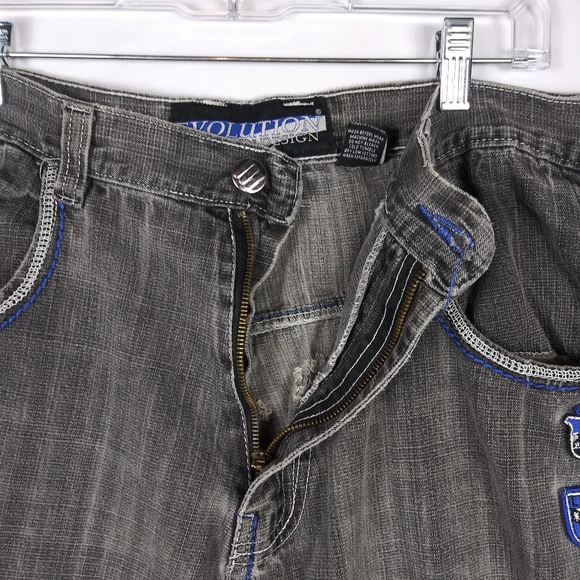 Vtg Evolution In Design Baggy Skater Y2k Jeans Denim Grunge Men 38x34 Gray - Picture 5 of 10